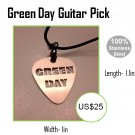 Green Day "Guitar pick" Neklace made in Stainless Steel - Beautiful finish -Worldwide shipping