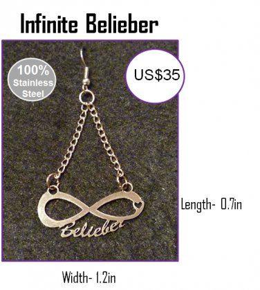 Justin Bieber "Infinite Belieber" Beautiful Earrings made in Stainless Steel - Outstanding finish