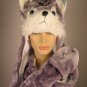 Wolf  Plush Hat with Mittens