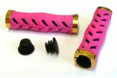 Lockable Gel Handlebar/Hand Grips Pink MTB Road Hybrids