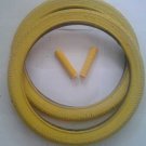 BMX Bike/Bicycle Tyres+Handlebar Grips Yellow 2off 20x2.00 Freestyle/Ramp Style