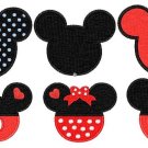 Mickey Minnie Mouse ears head 6 embroidery patterns Digitized Machine Embroidery Designs Pack