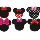 Minnie Mouse Head Ears 6 embroidery patterns Digitized Machine Embroidery Designs Pack
