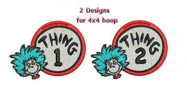 Thing 1 Thing 2 Filled Machine embroidery designs Email Delivery Only