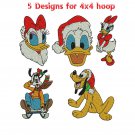 Christmas Daisy Donald Goofy Pluto 5 filled Machine Embroidery Designs Email Delivery Only