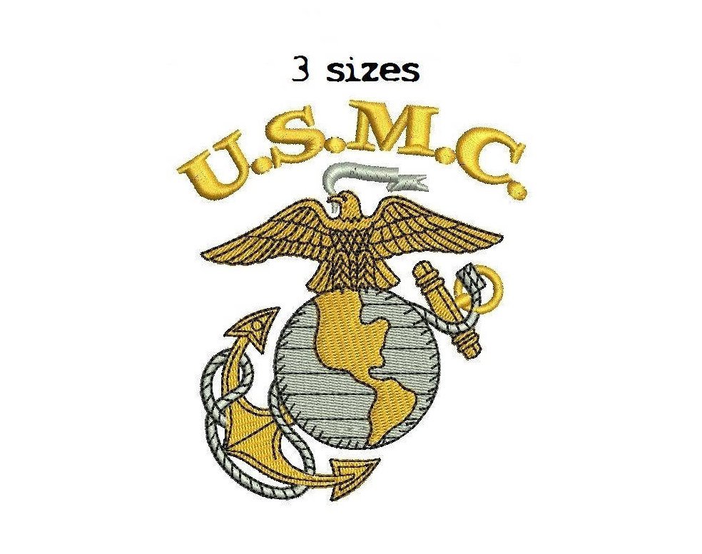 USMC Marines EGA 3 Sizes Digitized Filled Machine Embroidery Design