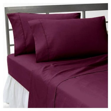 600TC SOLID WINE SHEET SET IN KING SIZE - 100% PURE COTTON