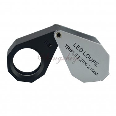 20X Diamond Jewelry Gem Triplet Loupe w 6 LED Lights & 21MM Achromatic Aplanatic Len, Free Shipping