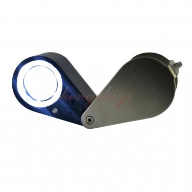 20X 21MM Illuminated Diamond Gem Triplet Loupe Magnifier Lens w LED + UV Lights, Free Shipping