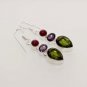10gm XMAS THEME GREEN QUARTZ- AMETHYST- GARNET JEWELRY SILVER EARRINGS E625