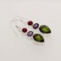 10gm XMAS THEME GREEN QUARTZ- AMETHYST- GARNET JEWELRY SILVER EARRINGS E625