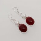 9gm AMAZING ! CARNELIAN- WHITE PEARL FASHION JEWELRY SILVER EARRINGS E558