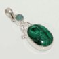 10gm AMAZING MALACHITE- PHERINITE DESIGNER FASHION JEWELRY SILVER PENDANT P359