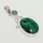 10gm AMAZING MALACHITE- PHERINITE DESIGNER FASHION JEWELRY SILVER PENDANT P359