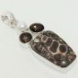 12gm AFRICAN PICTURE JASPER- SMOKEY QUARTZ- PEARL JEWELRY SILVER PENDANT P347