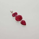 16gm DEMANDING PINK DRUSY GEMSTONE DESIGNER FASHION JEWELRY SILVER PENDANT P339