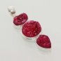 16gm DEMANDING PINK DRUSY GEMSTONE DESIGNER FASHION JEWELRY SILVER PENDANT P339