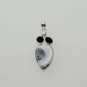 DENDRITE OPAL- BLACK ONYX- PEARL DESIGNER FASHION JEWELRY SILVER PENDANT P344