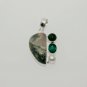 12gm AMAZING ! GREEN ONYX- TOPAZ- PEARL FASHION JEWELRY SILVER PENDANT P351