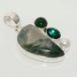 12gm AMAZING ! GREEN ONYX- TOPAZ- PEARL FASHION JEWELRY SILVER PENDANT P351