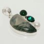 12gm AMAZING ! GREEN ONYX- TOPAZ- PEARL FASHION JEWELRY SILVER PENDANT P351