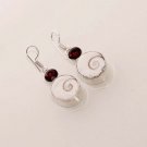 10gm HOLY WHITE SHIVA EYE- RED GARNET GIFT  FASHION JEWELRY SILVER EARRINGS E508