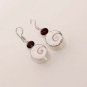 10gm HOLY WHITE SHIVA EYE- RED GARNET GIFT  FASHION JEWELRY SILVER EARRINGS E508