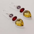 9gm FANTASTIC LEMON TOPAZ- GARNET- AMETHYST FASHION JEWELRY SILVER EARRINGS E542