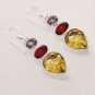 9gm FANTASTIC LEMON TOPAZ- GARNET- AMETHYST FASHION JEWELRY SILVER EARRINGS E542