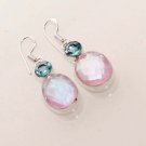 9gm FIRE ! MYSTIC TOPAZ-SKY BLUE TOPAZ FASHION JEWELRY SILVER EARRINGS E510