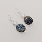 11gm DAZZLING TITANIUM DRUSY- PEARL DESIGNER FASHION JEWELRY SILVER EARRING E545