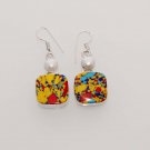 10gm YELLOW COPPER TURQUOISE- PEARL DESIGNER FASHION JEWELRY SILVER EARRING E540