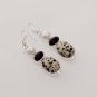 10gm TOP DALMATION JASPER- BLACK ONYX- PEARL FASHION JEWELRY SILVER EARRING E544