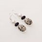 10gm TOP DALMATION JASPER- BLACK ONYX- PEARL FASHION JEWELRY SILVER EARRING E544