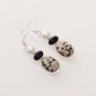 10gm TOP DALMATION JASPER- BLACK ONYX- PEARL FASHION JEWELRY SILVER EARRING E544