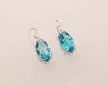 8gm BEAUTIFUL DAILY WEAR BLUE TOPAZ FASHION JEWELRY SILVER EARRING E378