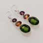 10gm AMAZING! GREEN QUARTZ- AMETHYST- CITRINE FASHION JEWELRY SILVER EARRING E