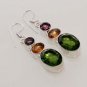 10gm AMAZING! GREEN QUARTZ- AMETHYST- CITRINE FASHION JEWELRY SILVER EARRING E