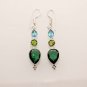 GREEN QUARTZ-PERIDOT- BLUE TOPAZ HER GIFT FASHION JEWELRY SILVER EARRING E287