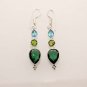 GREEN QUARTZ-PERIDOT- BLUE TOPAZ HER GIFT FASHION JEWELRY SILVER EARRING E287