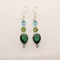 GREEN QUARTZ-PERIDOT- BLUE TOPAZ HER GIFT FASHION JEWELRY SILVER EARRING E287