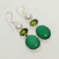 XMAS GIFT- GREEN ONYX-PERIDOT- SEA PEARL FASHION JEWELRY SILVER EARRING E670