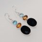9gm LOVELY BLACK ONYX- CITRINE- BLUE TOPAZ FASHION JEWELRY SILVER EARRING E579