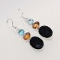 9gm LOVELY BLACK ONYX- CITRINE- BLUE TOPAZ FASHION JEWELRY SILVER EARRING E579
