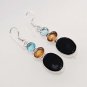9gm LOVELY BLACK ONYX- CITRINE- BLUE TOPAZ FASHION JEWELRY SILVER EARRING E579