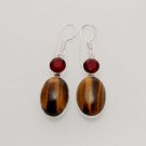 10gm AWESOME TIGER EYE- RED GARNET FASHION JEWELRY SILVER EARRING XMAS GIFT E607
