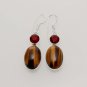 10gm AWESOME TIGER EYE- RED GARNET FASHION JEWELRY SILVER EARRING XMAS GIFT E607