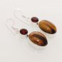 10gm AWESOME TIGER EYE- RED GARNET FASHION JEWELRY SILVER EARRING XMAS GIFT E607