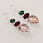 9gm LOVELY PINK- RED- GREEN TOPAZ FASHION JEWELRY SILVER EARRING E539