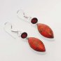 7gm RARE ! ORANGE COPPER TURQUOISE- GARNET FASHION JEWELRY SILVER EARRING E575